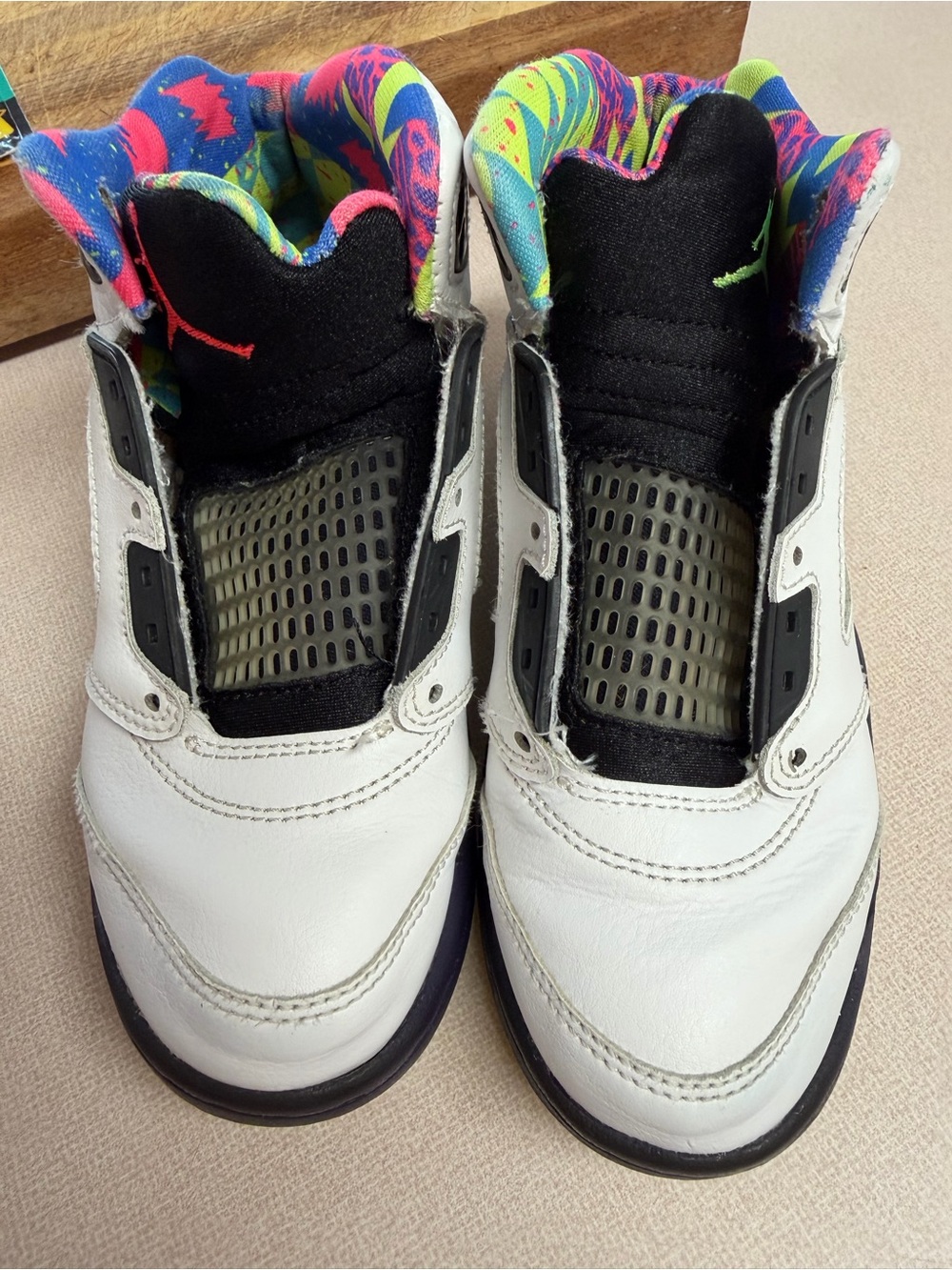 Jordan Kids White Sneakers with Neon Multicolor Liner